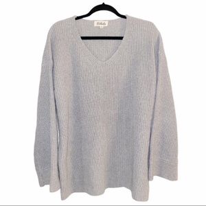 Listicle Oversized Gray Knit V-Neck Sweater